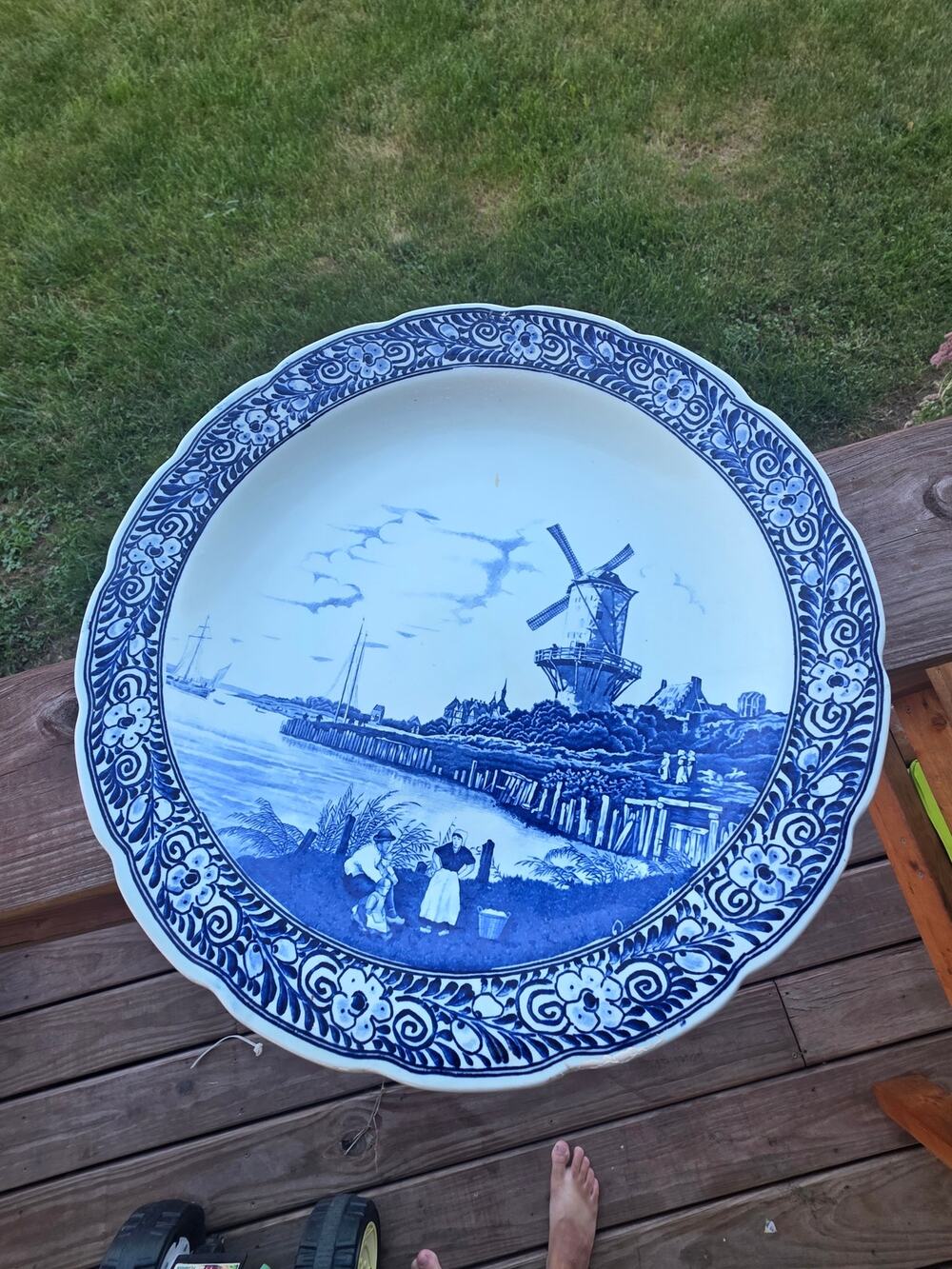 Vintage Royal Sphinx Maastricht Delft Blue 15.5" Windmill Wall Charger Holland